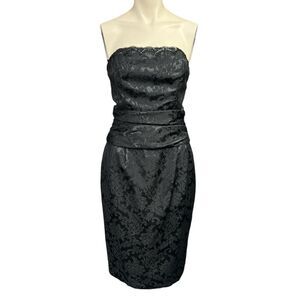 Vintage Scott McClintock Jacquard Strapless Dress 8 Ruched Party Cocktail